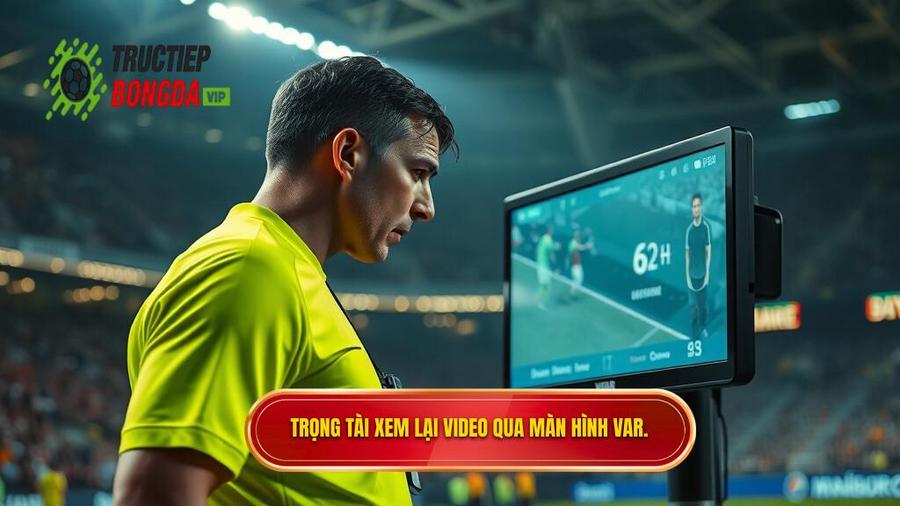 1. Trọng tài xem lại video qua màn hình VAR.