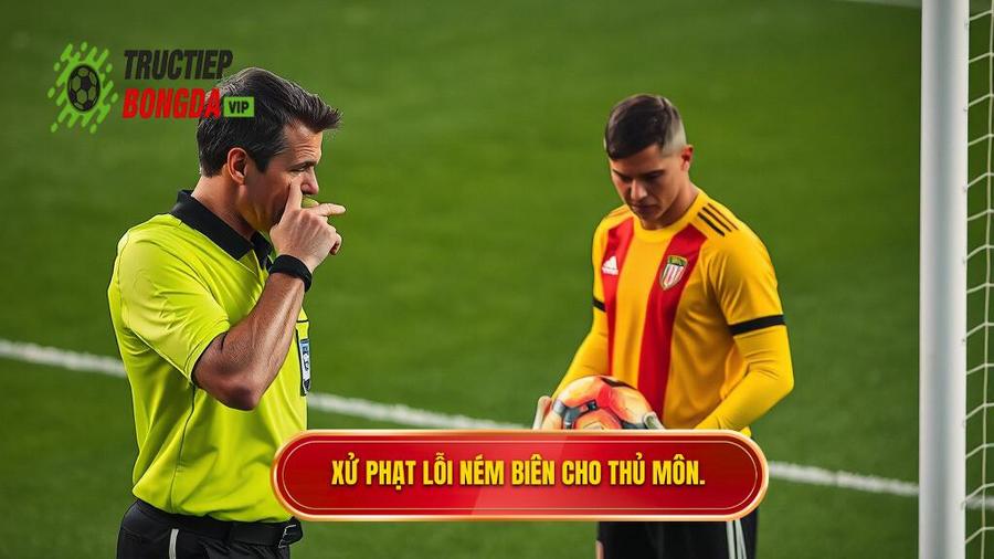 3. Xử phạt lỗi ném biên cho thủ môn.